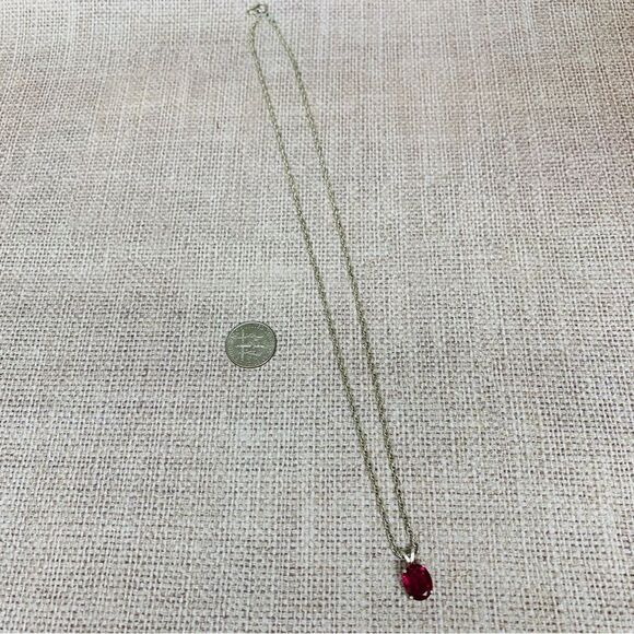 Sterling Silver Red Crystal July Birthstone Necklace - Picture 1 of 3